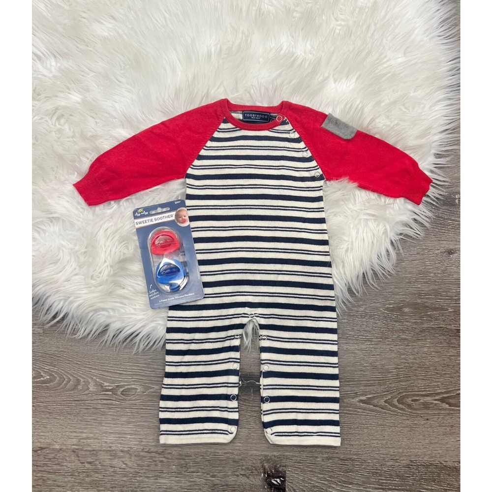 Toobydoo Cotton Cashmere Striped Layette Sweater Jumpsuit‎ B10172 6/12month